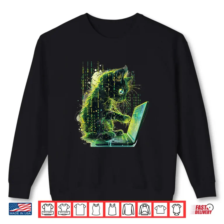 Sweatshirt Cute Cat Programmer Computer Binary Programming Shirt