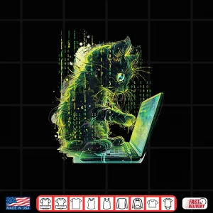 Design Cute Cat Programmer Computer Binary Programming Shirt