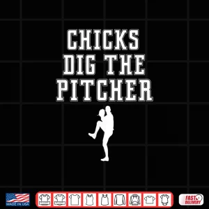 Design Chicks Dig The Pitcher Funny Saying Graphic Beisbol Pitching Shirt