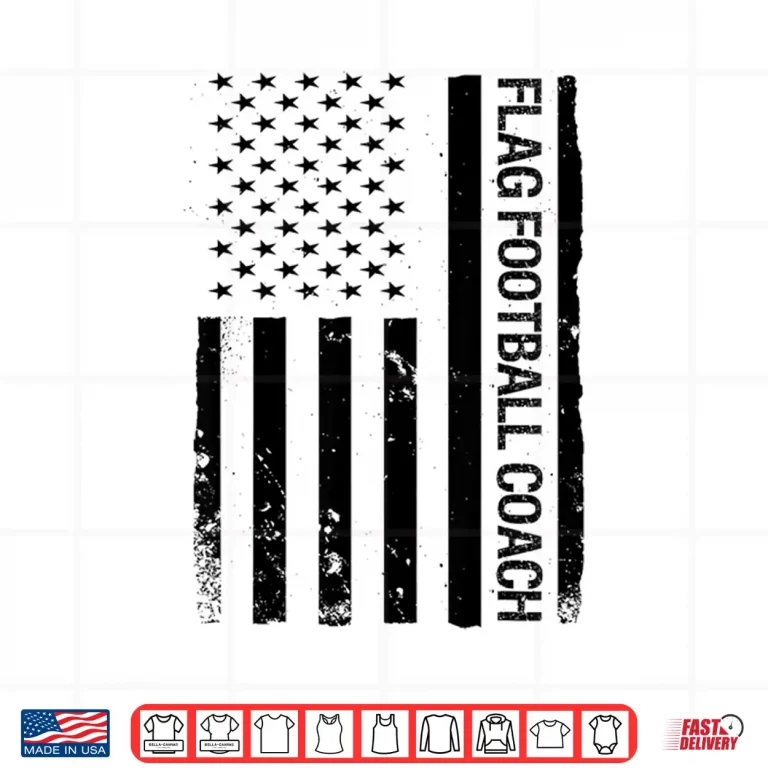 Design Funny Flag Football Coach Usa American Flag Women Kids Men Shirt