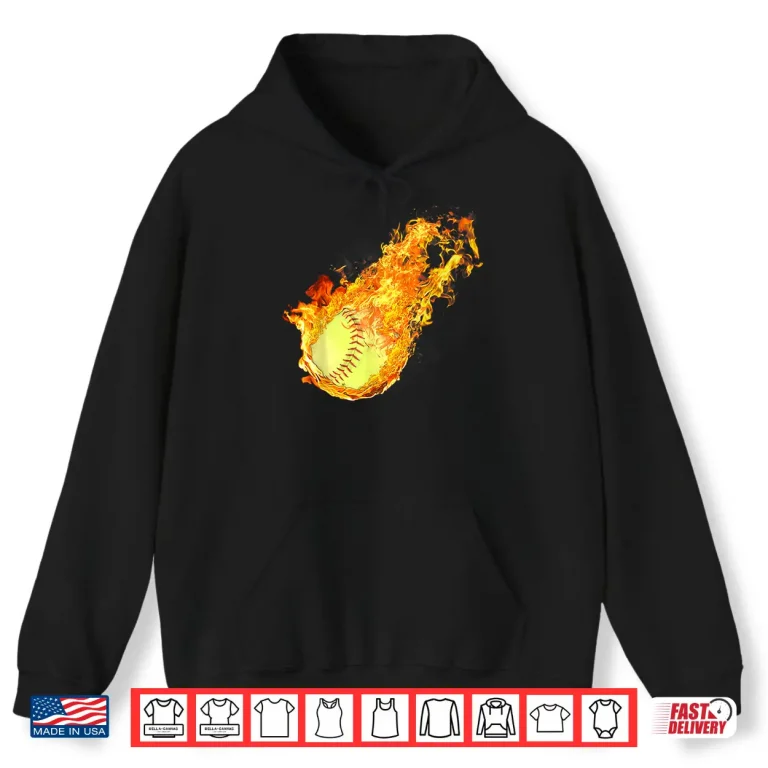 Hoodie Softball Tee For GirlsWomen Coaches Softball On Fire Gift Shirt