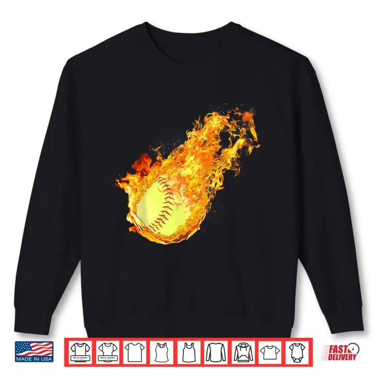 Sweatshirt Softball Tee For GirlsWomen Coaches Softball On Fire Gift Shirt
