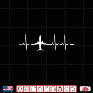 Design Airplane Heartbeat Pilot Flying Shirt Cool Aviator Gift