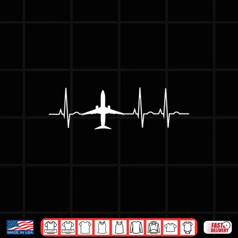 Design Airplane Heartbeat Pilot Flying Shirt Cool Aviator Gift