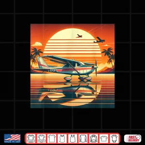 Design C 172 Skyhawk Vintage C172 Airplane Retro Sunset Pilot Shirt