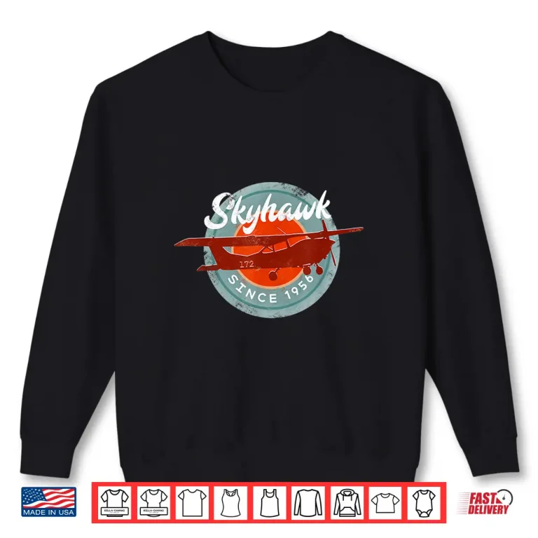 Sweatshirt C172 Skyhawk Vintage Retro Airplane Flying Pilot Gift Shirt
