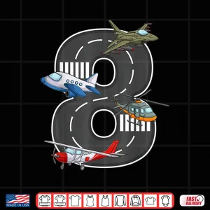 Design Little Pilot 8th Birthday Party 8 Eight Year Old Airplane Shirt
