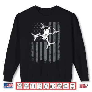 Sweatshirt USA Flag FPV Drone Freestyle Race Quadcopter Pilot on Back Shirt