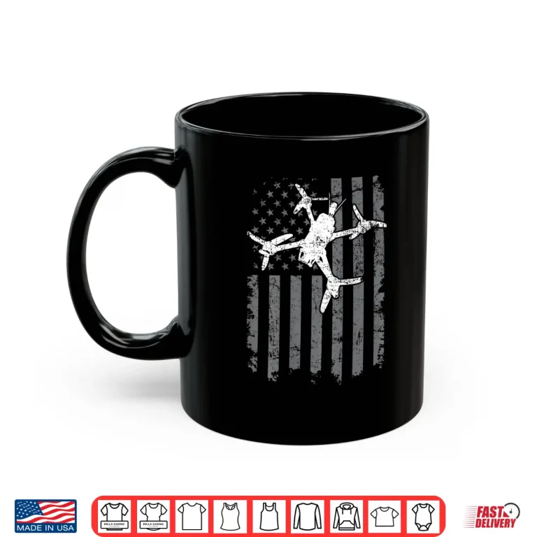 Mug USA Flag FPV Drone Freestyle Race Quadcopter Pilot on Back Shirt