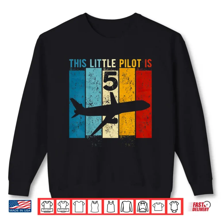 Sweatshirt 5 Year Old Birthday Air Plane Pilot 5th Birthday Shirt
