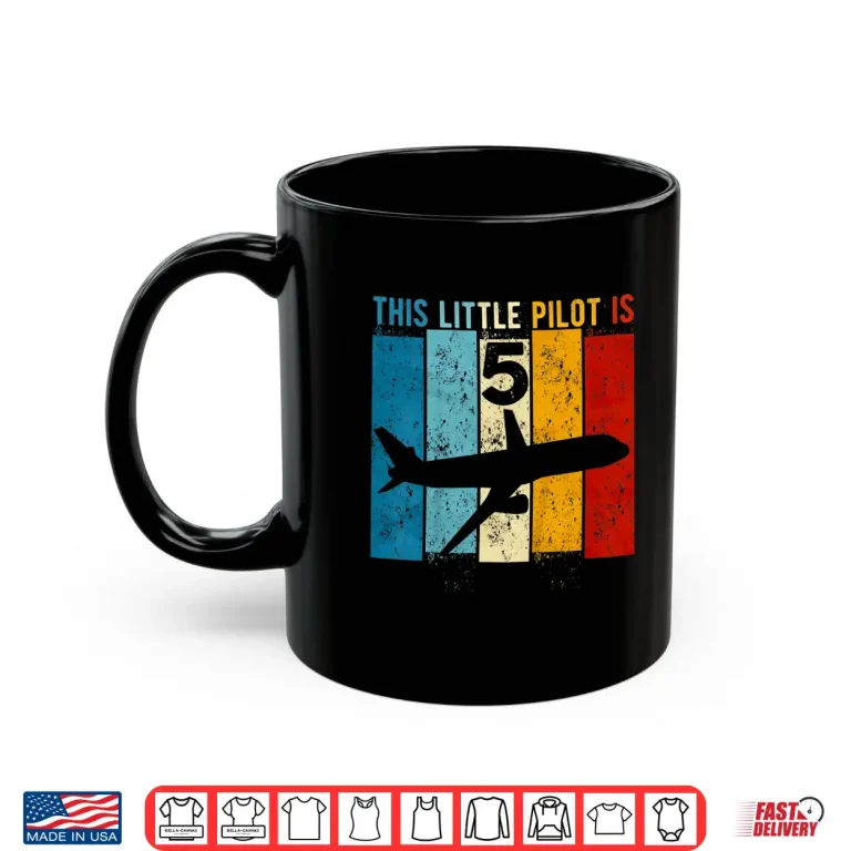 Mug 5 Year Old Birthday Air Plane Pilot 5th Birthday Shirt
