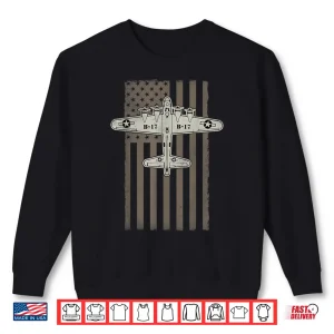 Sweatshirt B17 Bomber WW2 Plane Aircraft USA Flag Veteran Pilot Gift Shirt