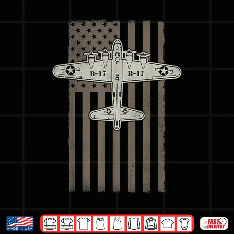 Design B17 Bomber WW2 Plane Aircraft USA Flag Veteran Pilot Gift Shirt