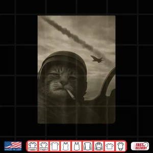 Design Cat Smoking Cigarette Jet Pilot Funny Meme Cat Shirt