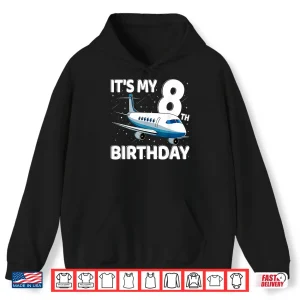 Its My 8Th Birthday Airplane 8 Year Old Birthday Shirt