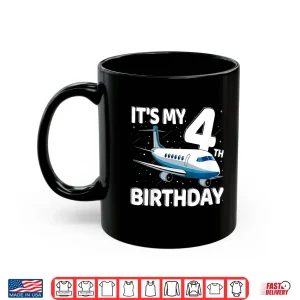 Mug Its My 4th Birthday Airplane 4 Year Old Birthday Shirt