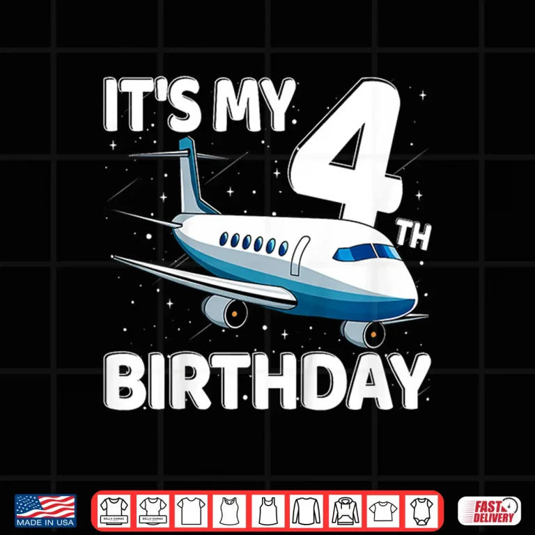 Design Its My 4th Birthday Airplane 4 Year Old Birthday Shirt