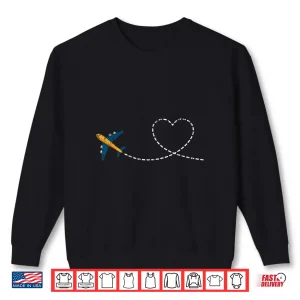 Sweatshirt Traveling Airplane Heart Valentines Day Gift Pilot Shirt