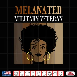 Design Melanated Military Veteran Veterans Day Black Afro Novelty Shirt
