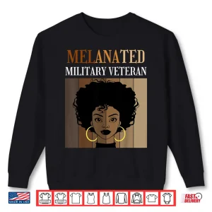 Sweatshirt Melanated Military Veteran Veterans Day Black Afro Novelty Shirt 1