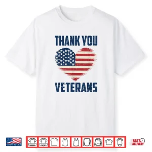 Patriotic American Flag Thank You Veterans Shirt