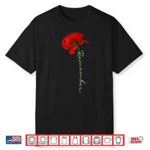 Patriotic Red Poppy Flowers Design Veterans And Memorial Day Shirt