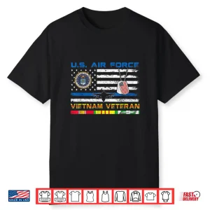 Us Air Force Vietnam Veteran Vintage Usa Flag Veterans Day Shirt