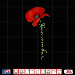 Design Patriotic Red Poppy Flowers Design Veterans and Memorial Day Shirt