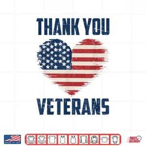 Design Patriotic American Flag Thank You Veterans Shirt 1