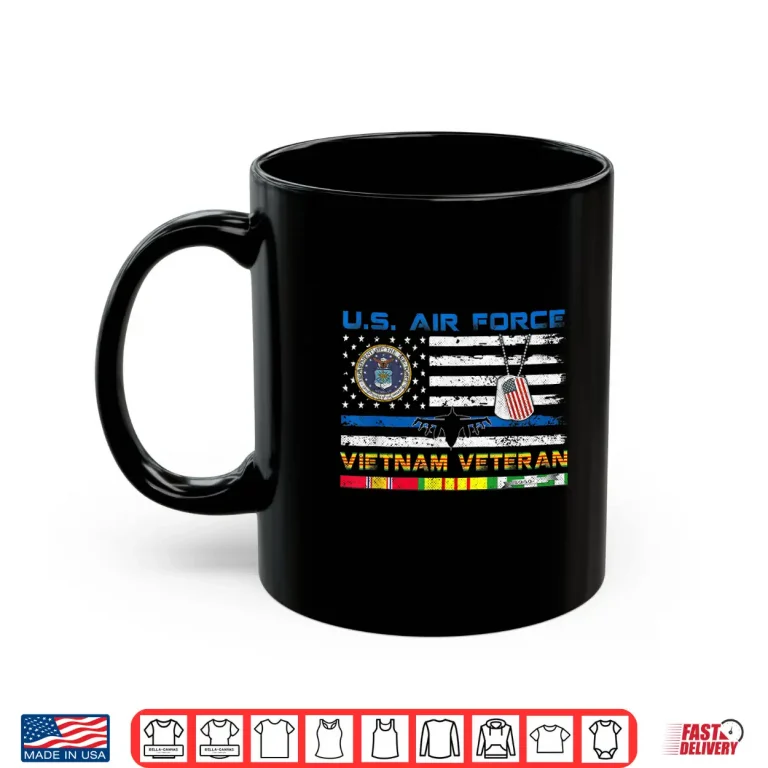 Mug US Air Force Vietnam Veteran Vintage USA Flag Veterans Day Shirt