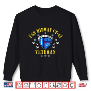 Sweatshirt USS Midway CV 41 Aircraft Carrier Veteran USA Flag Vintage Shirt 1