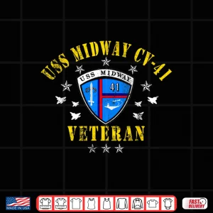 Design USS Midway CV 41 Aircraft Carrier Veteran USA Flag Vintage Shirt