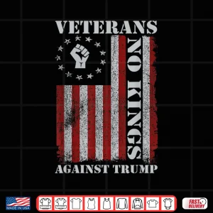 Design Military Veterans Against Trump US Flag No Kings Protest Shirt