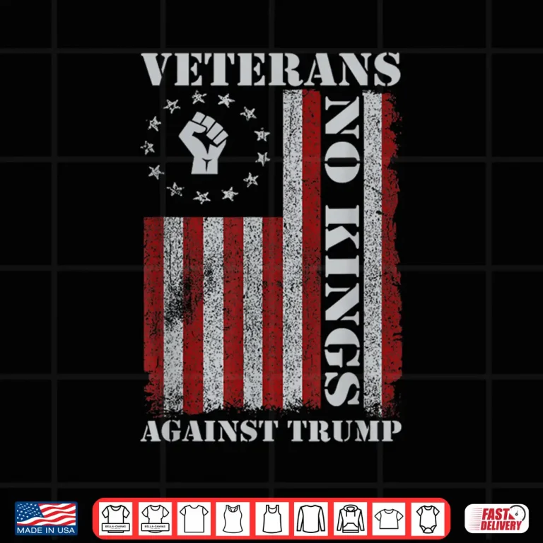Design Military Veterans Against Trump US Flag No Kings Protest Shirt