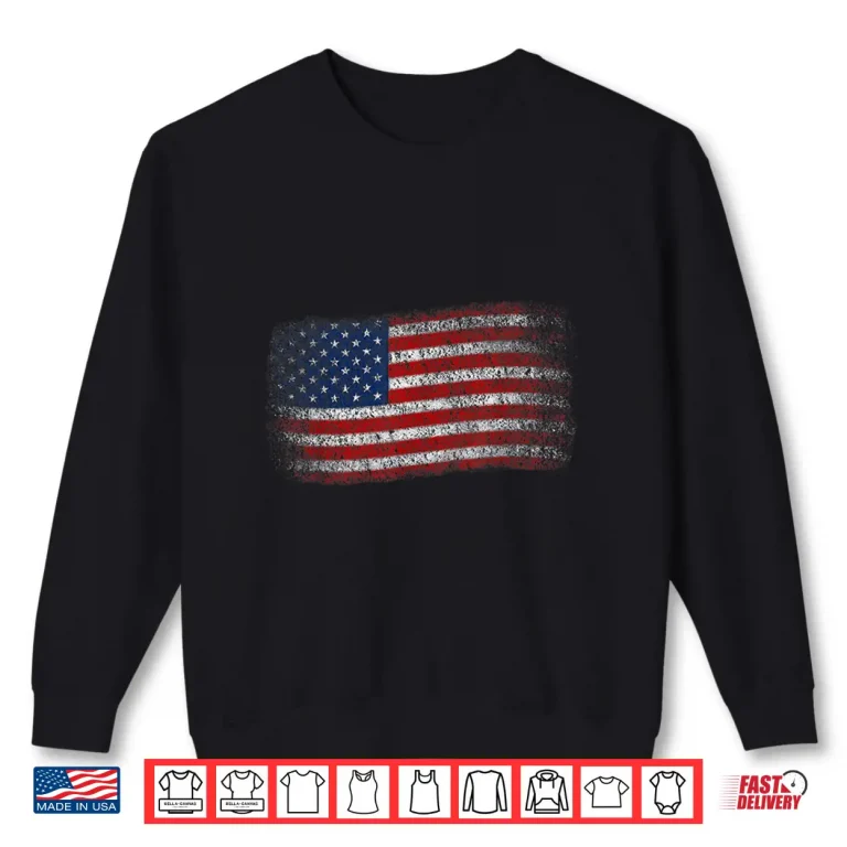 Sweatshirt President Day American Flag Shirt Patriotic Vintage USA Flag Shirt