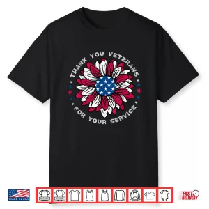 Thank You Veterans Sunflower Military Veterans Day Tribute Shirt