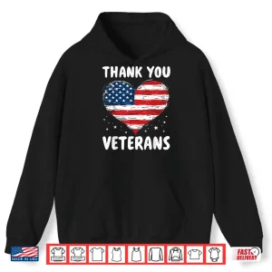 Hoodie Thank You Veterans Day Patriotic American Flag Shirt