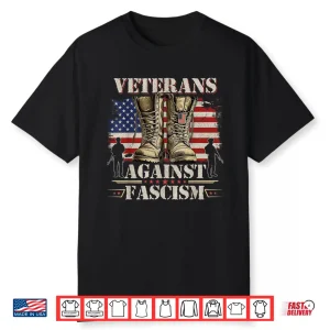 Veterans Against Fascism Vintage Us Flag Combat Boots Army Shirt