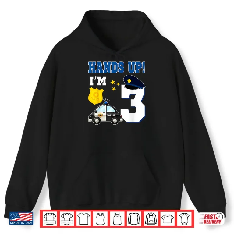 Hoodie 3Rd Birthday Policeman Boy 3 Year Old Police Officer Shirt