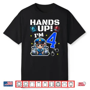 Kids 4Th Birthday Boy Police Car Policeman 4 Years Old Officer Shirt
