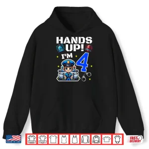 Hoodie Kids 4Th Birthday Boy Police Car Policeman 4 Years Old Officer Shirt