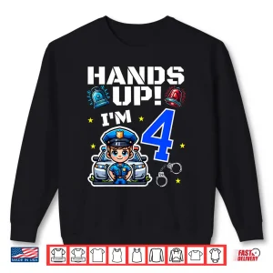 Sweatshirt Kids 4Th Birthday Boy Police Car Policeman 4 Years Old Officer Shirt