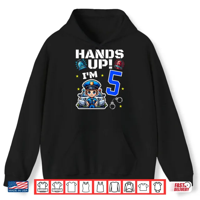 Hoodie Kids 5Th Birthday Boy Police Car Policeman 5 Years Old Officer Shirt