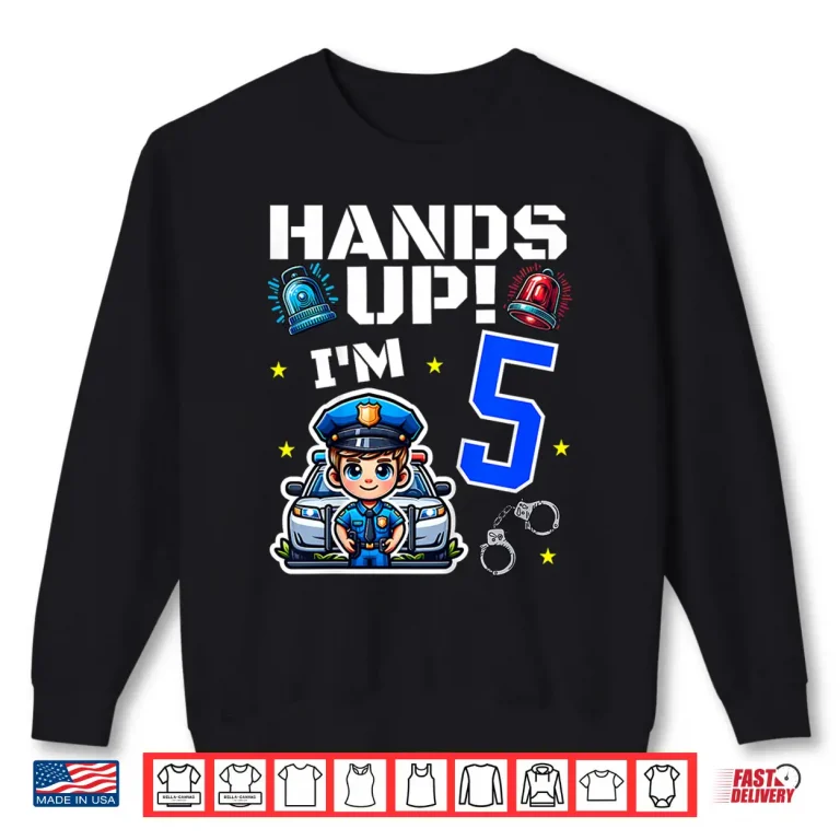 Sweatshirt Kids 5Th Birthday Boy Police Car Policeman 5 Years Old Officer Shirt