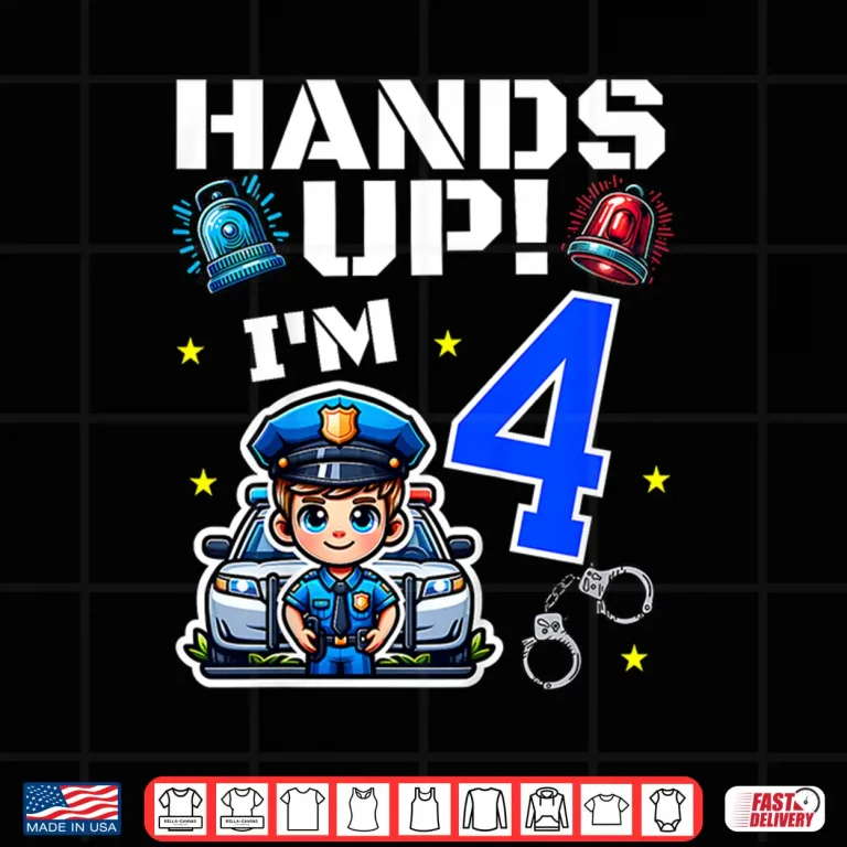 Design Kids 4Th Birthday Boy Police Car Policeman 4 Years Old Officer Shirt