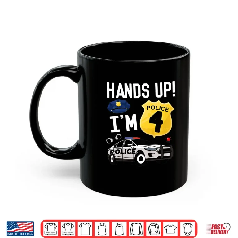 Mug Kids 4Th Birthday Policeman Boy Four Year Old Police Officer Shirt