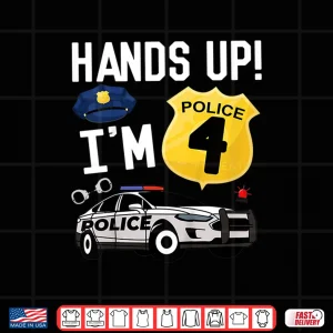 Design Kids 4Th Birthday Policeman Boy Four Year Old Police Officer Shirt