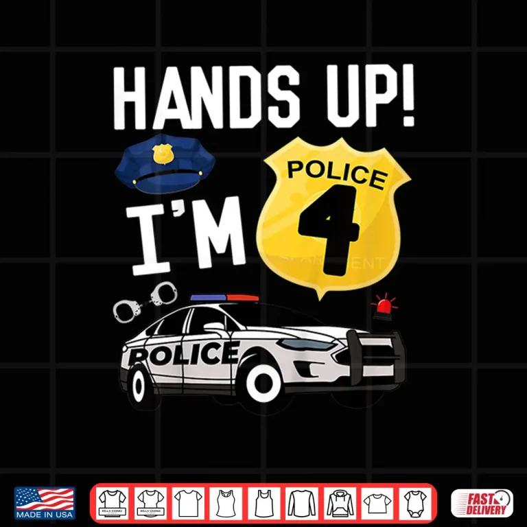Design Kids 4Th Birthday Policeman Boy Four Year Old Police Officer Shirt