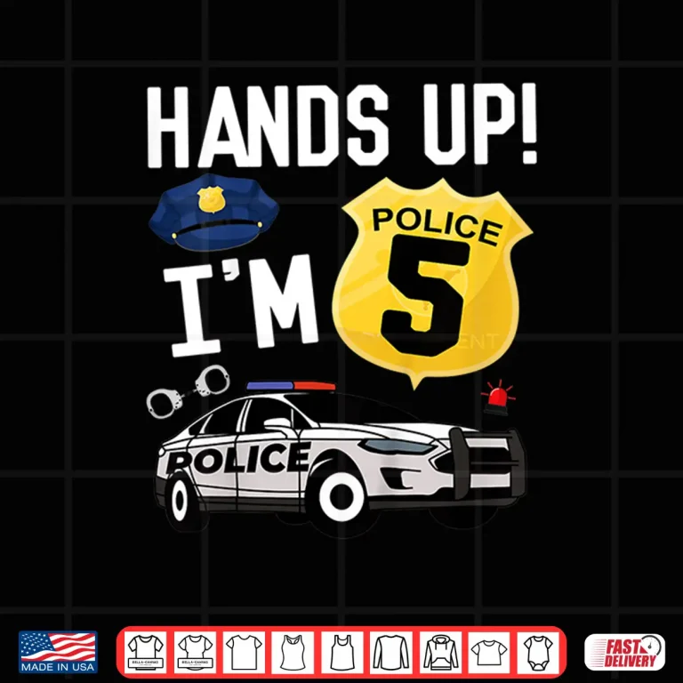 Design Kids 5Th Birthday Policeman Boy Five Year Old Police Officer Shirt