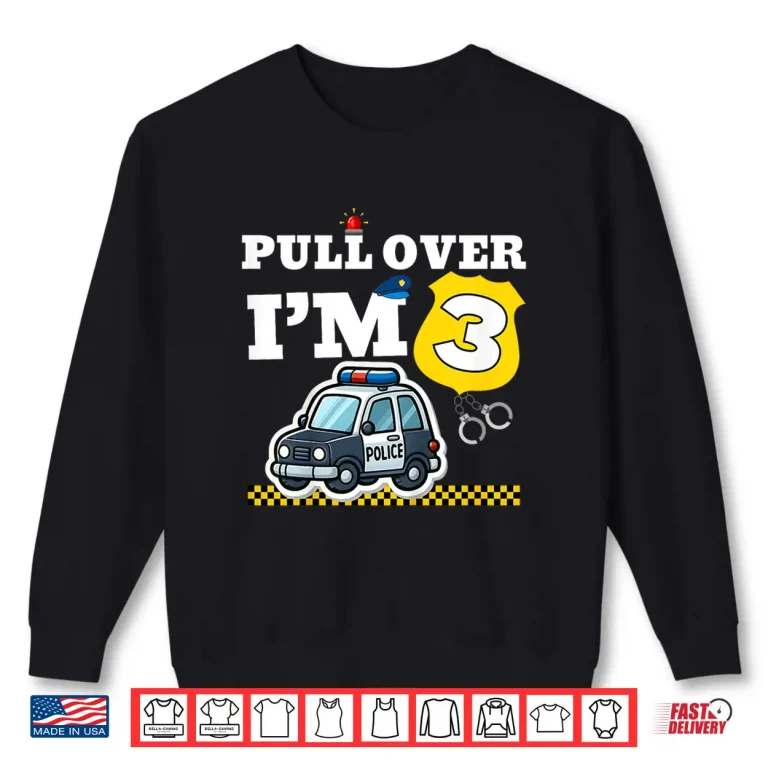 Sweatshirt Kids Three 3Yr 3Rd Birthday Police Officer Boy 3 Years Old Police Shirt